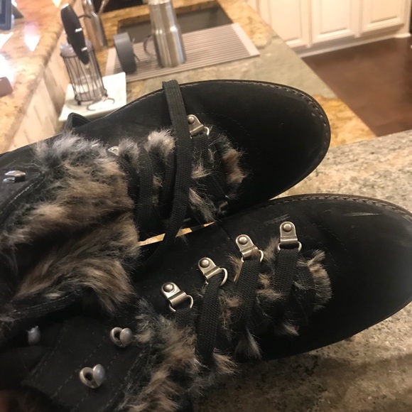 Esprit Black Faux Suede and Fur Bootie - Picture 2 of 4